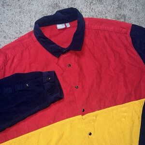 ASOS Design Mens Button Shirt  Color block Corduroy SZ 2XL